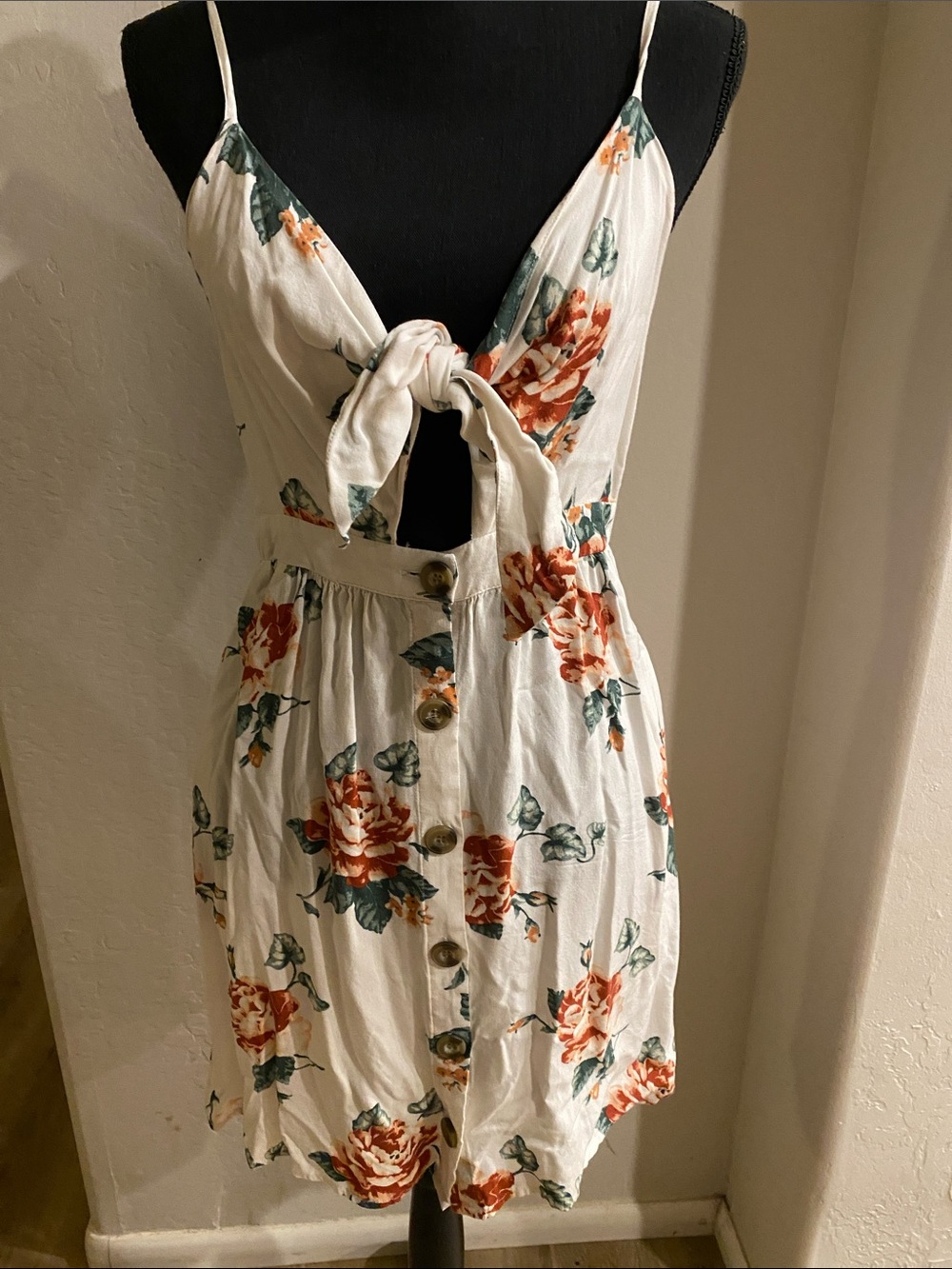 Mimi Chica White Mini Dress with Orange Floral Print